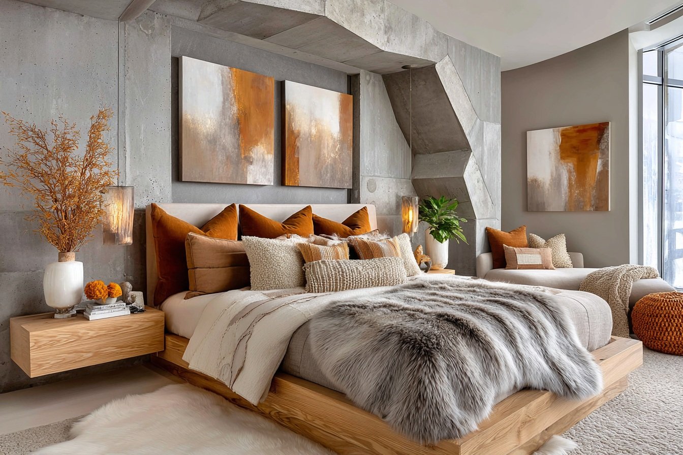 Brutalist Warmth Bedroom