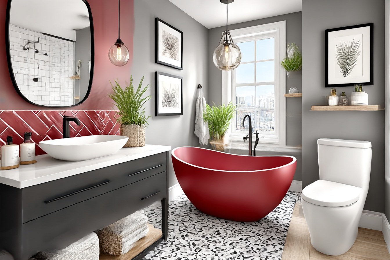 Crimson Graphite Bathroom