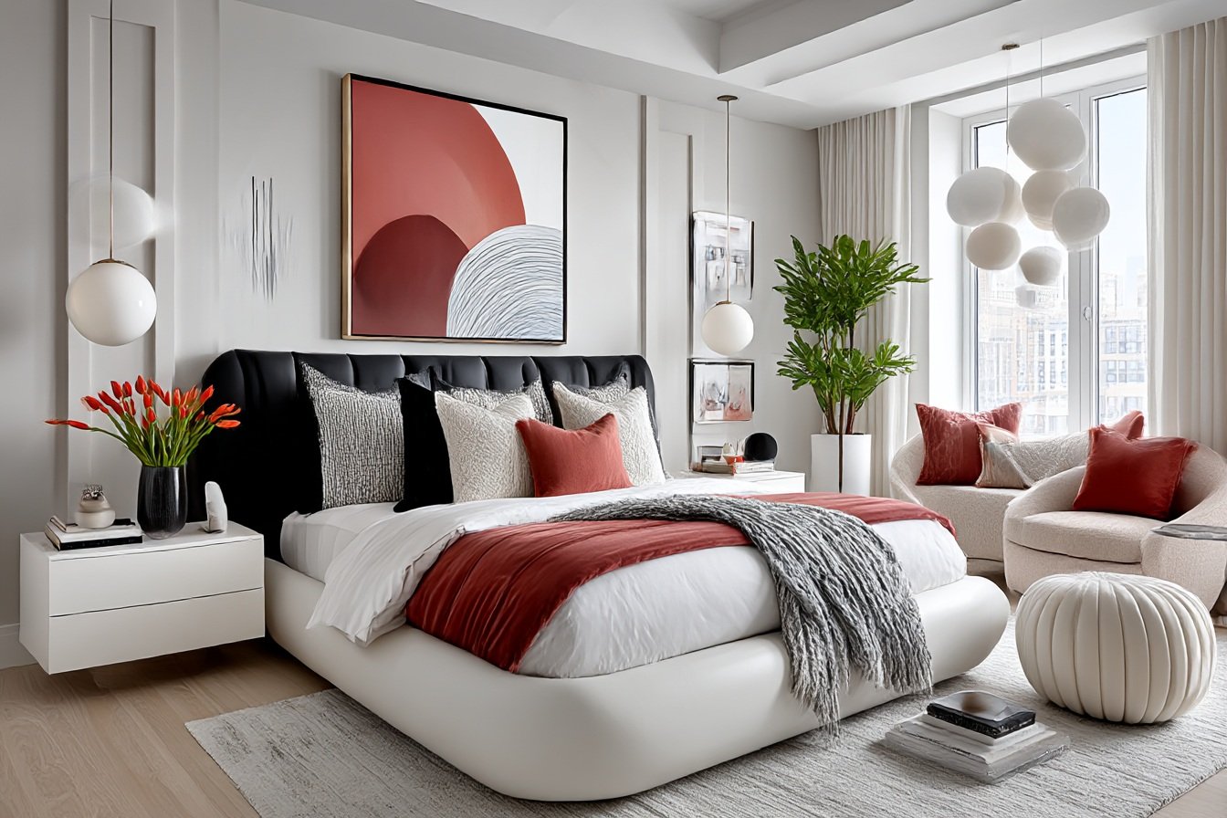 Crimson Graphite Bedroom