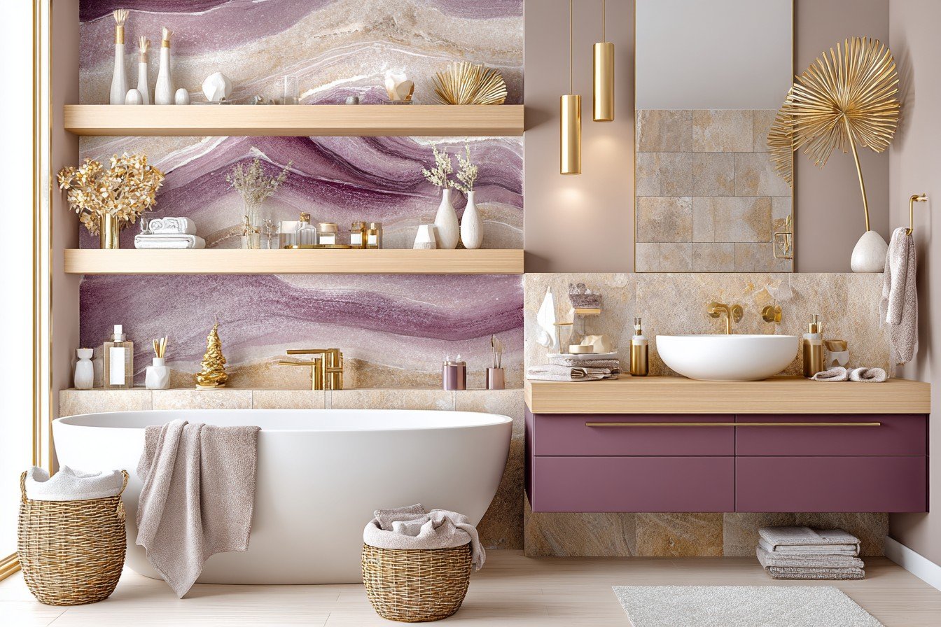 Deep Fig & Sandstone Bathroom