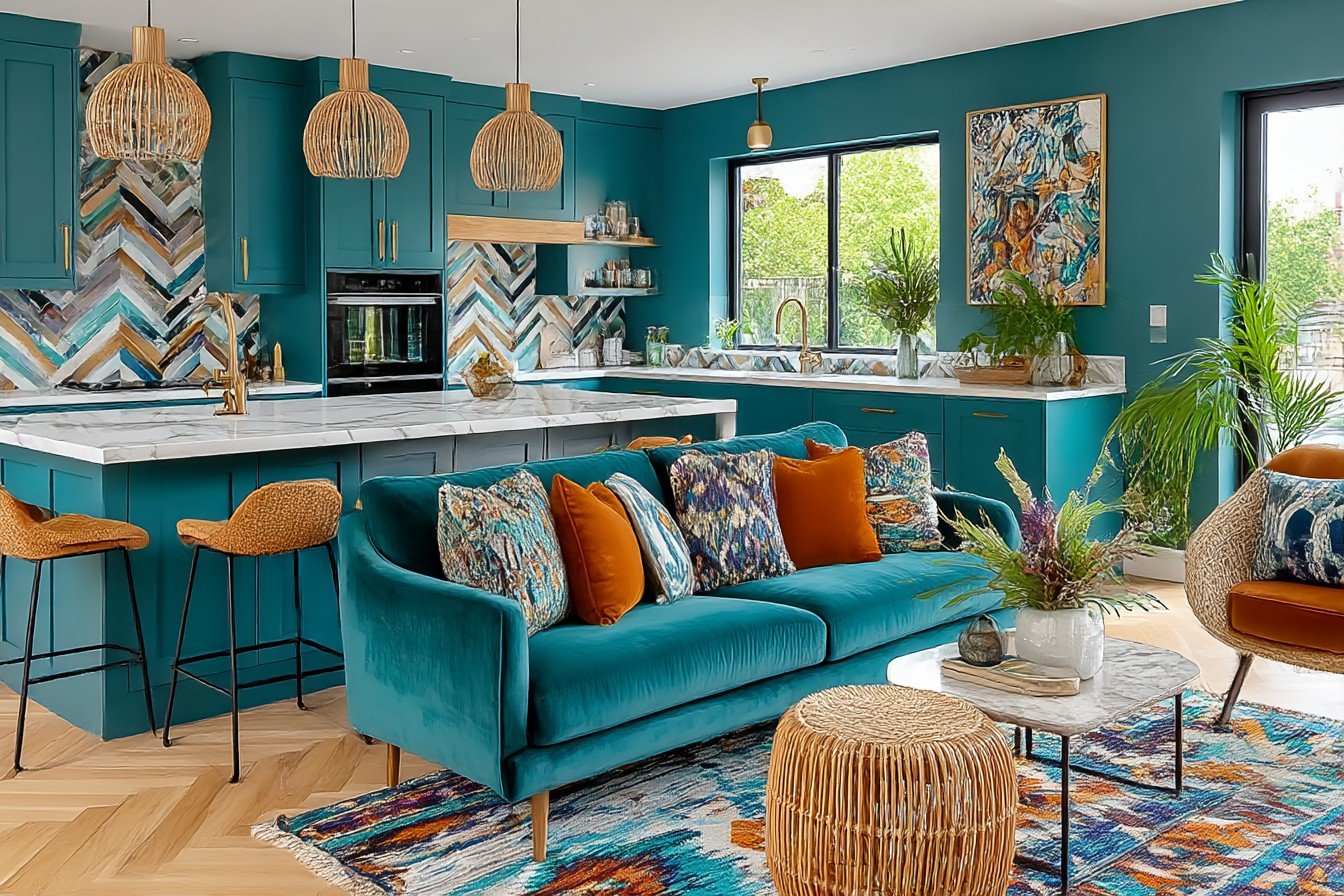 Emerald Bohemian Living Room