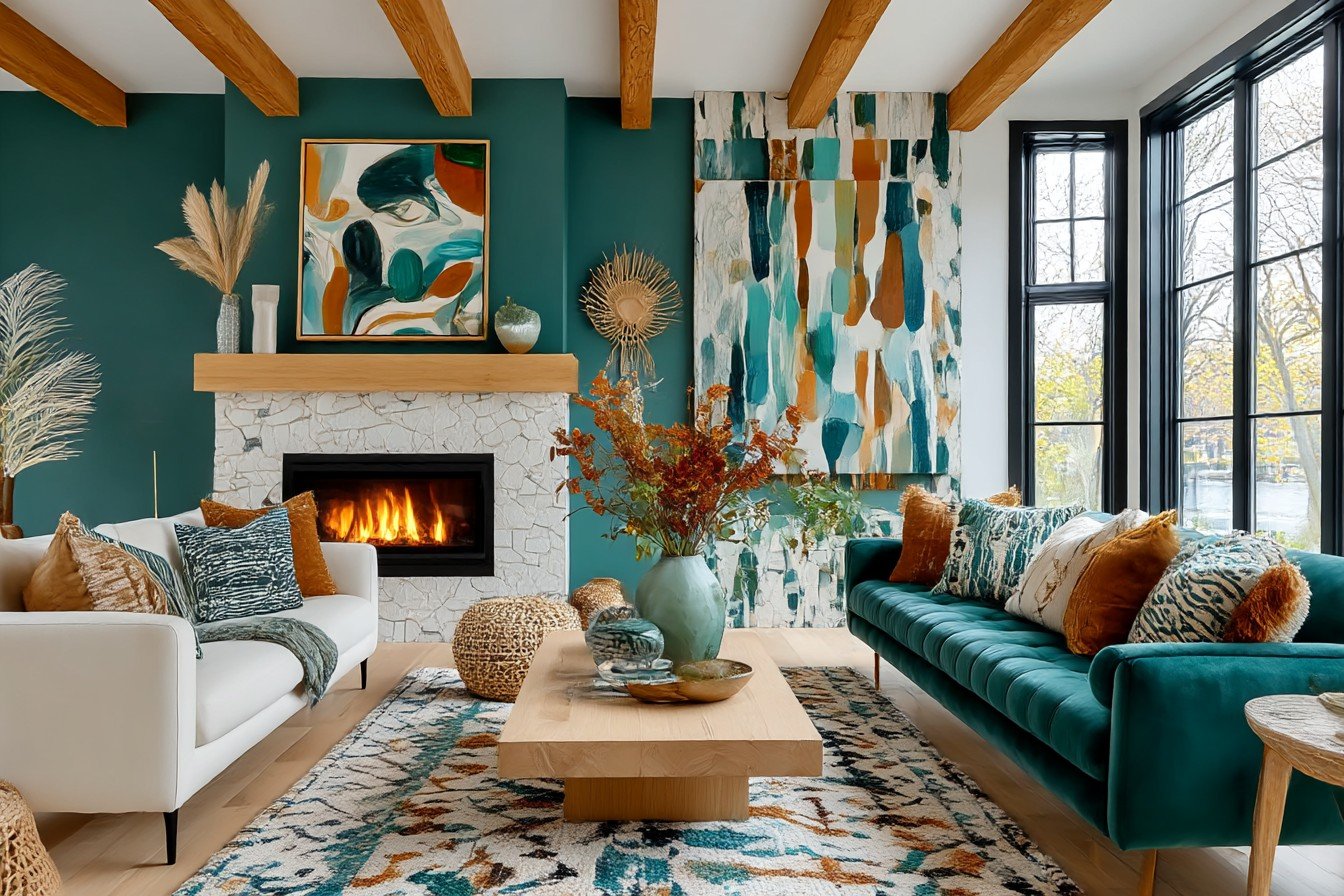 Emerald Bohemian Living Room