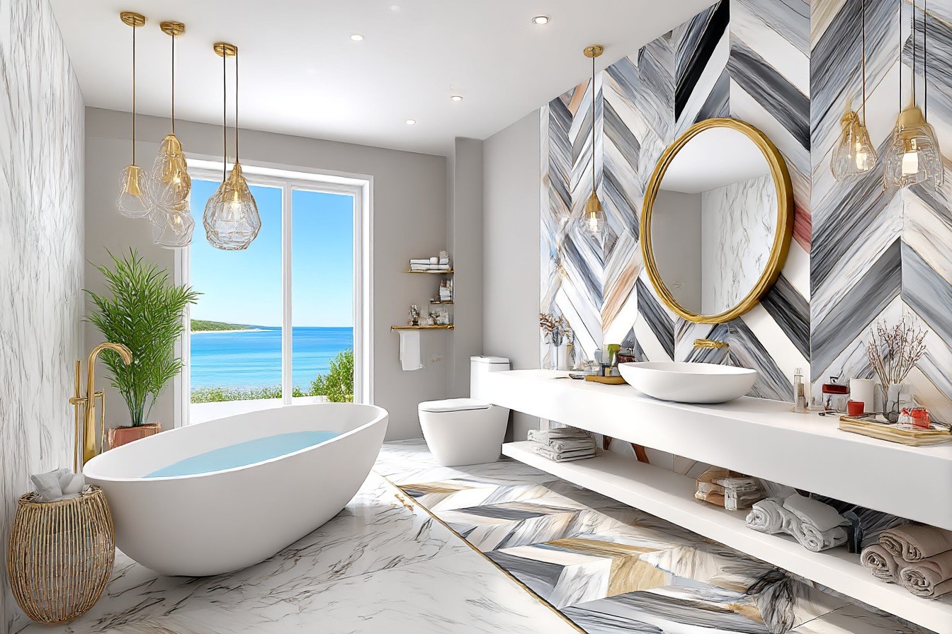 Funky Geometric Living Bathroom
