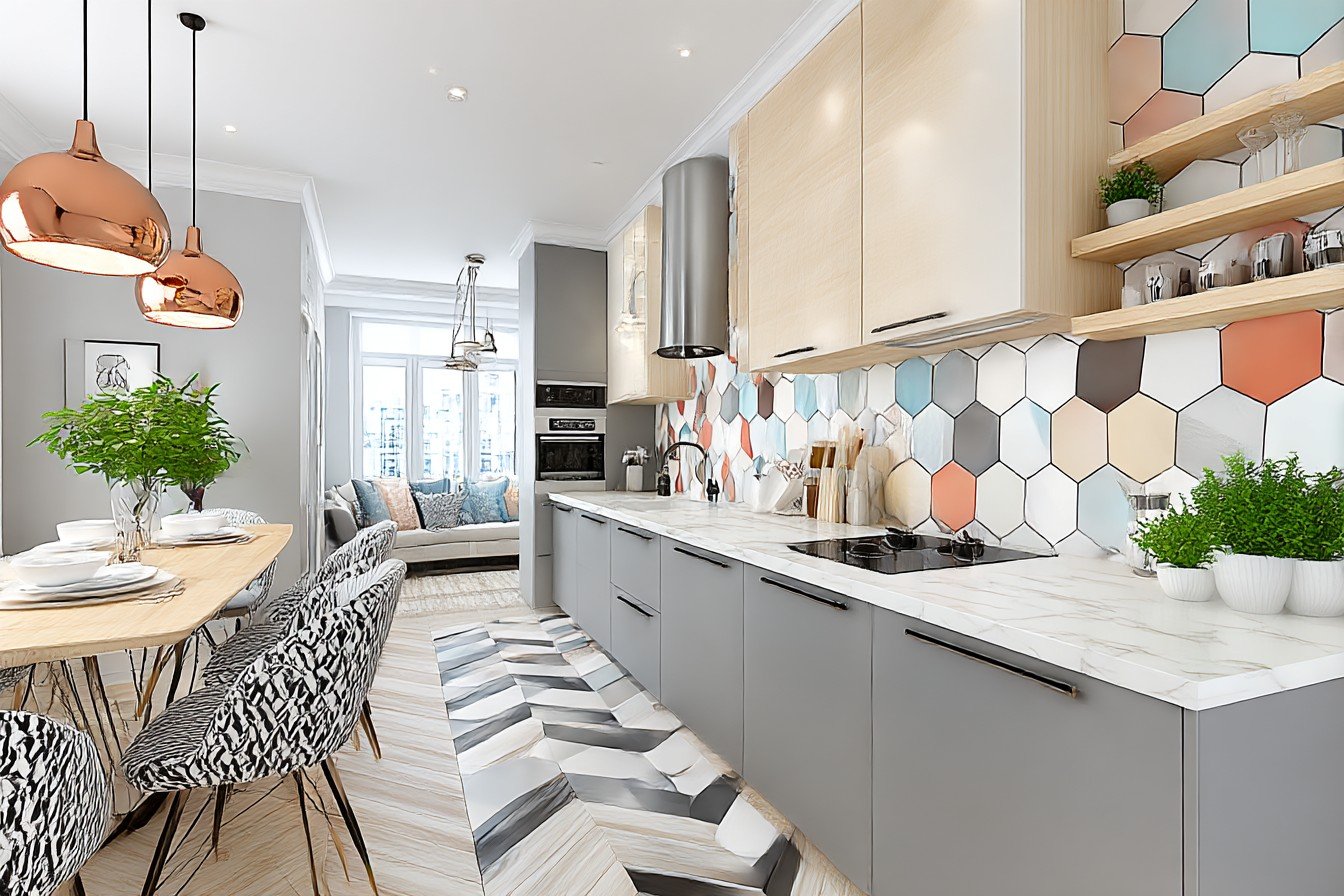 Funky Geometric Living Kitchen