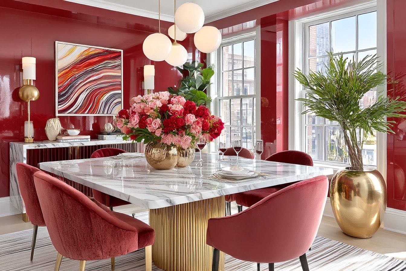 Garnet Glamour Dining Room