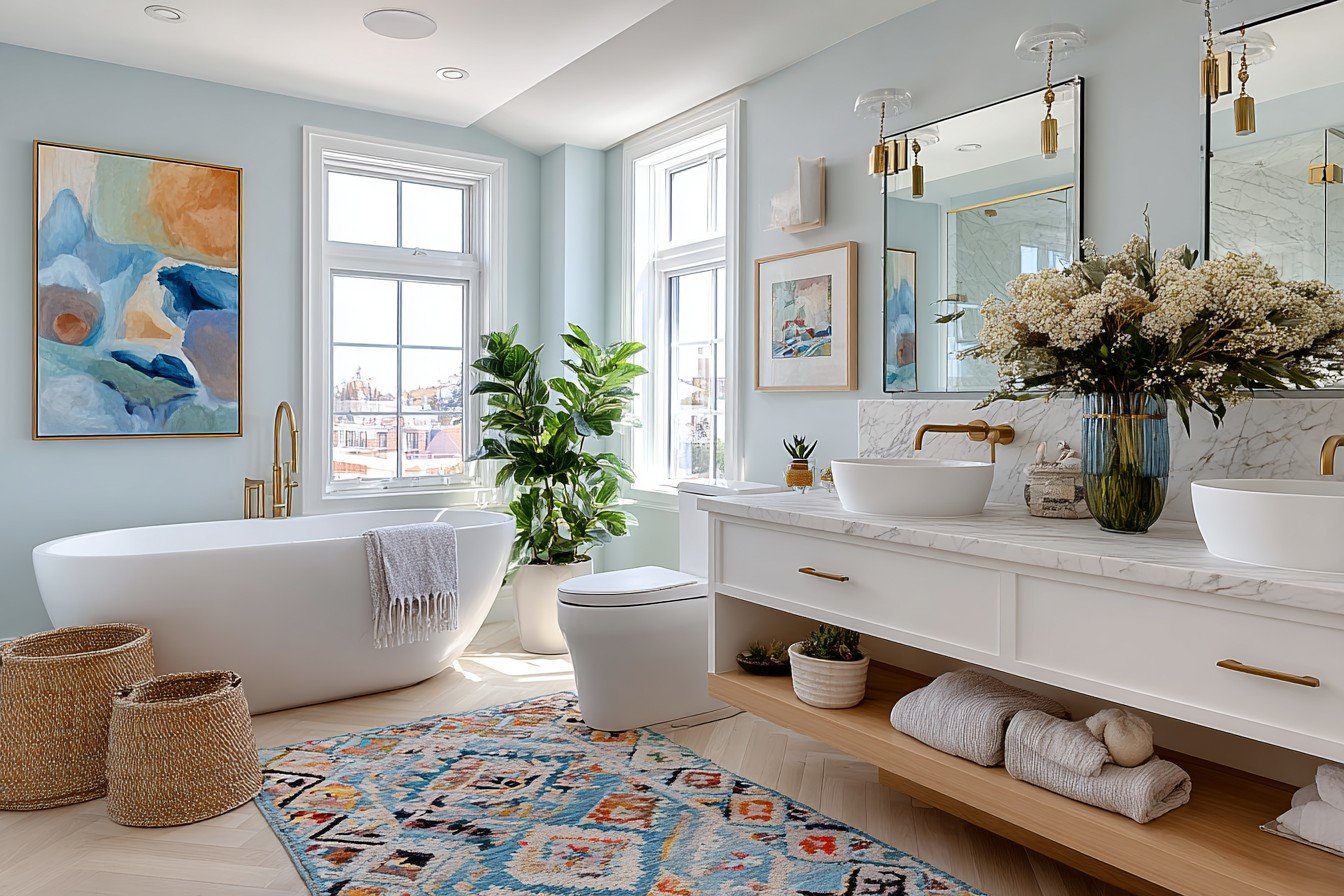 Ivory Bohemian Bathroom
