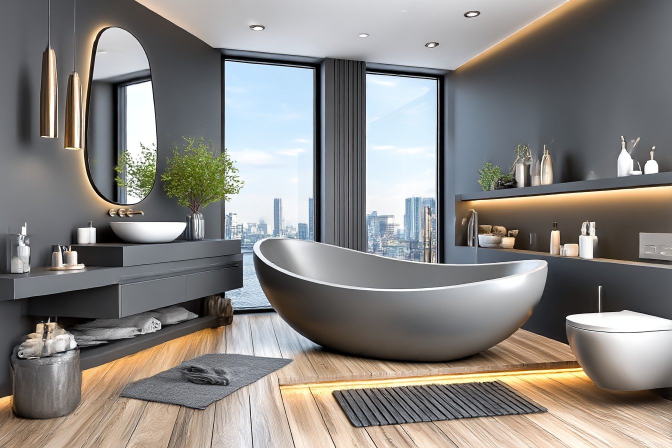 Midnight Minimalism Bathroom